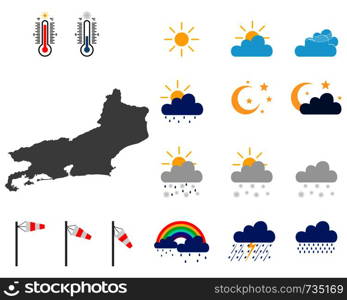 Map of Rio de Janeiro with weather symbols