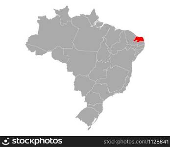 Map of Rio Grande do Norte in Brazil