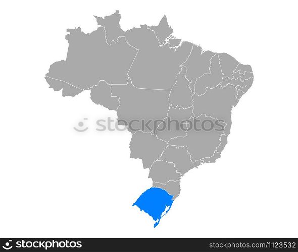 Map of Rio Grande do Sul in Brazil