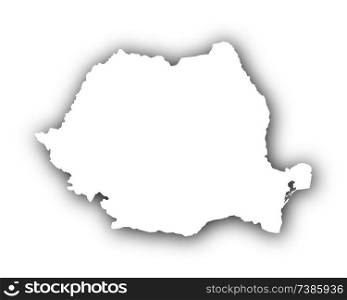 Map of Romania with shadow
