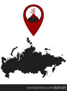 Map of Russia with volcano locator