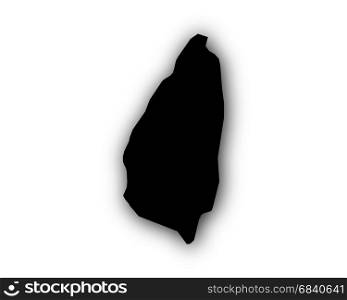 Map of Saint Lucia with shadow