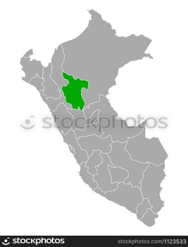 Map of San Martin in Peru