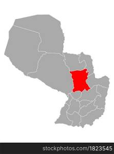 Map of San Pedro in Paraguay