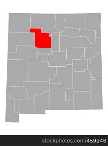 Map of Sandoval in New Mexico