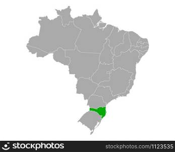 Map of Santa Catarina in Brazil