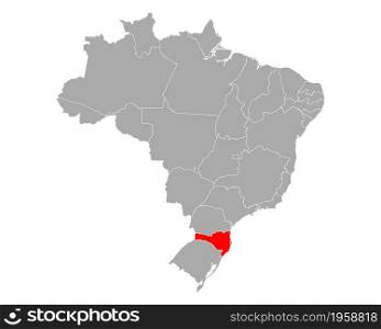 Map of Santa Catarina in Brazil