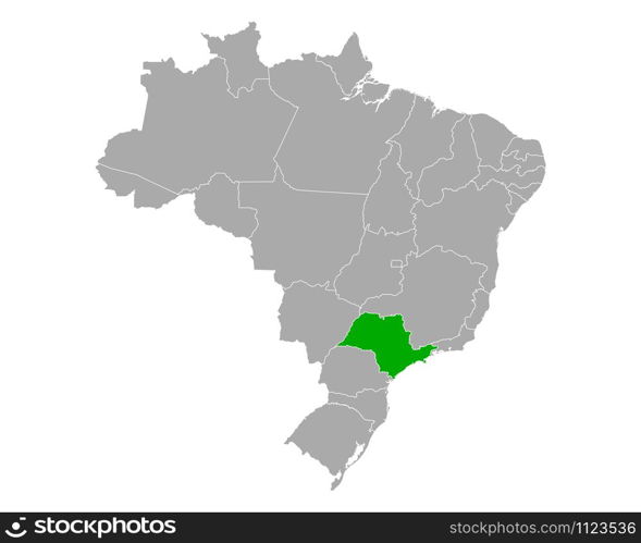 Map of Sao Paulo in Brazil