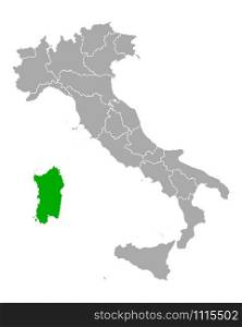 Map of Sardinia in Italy