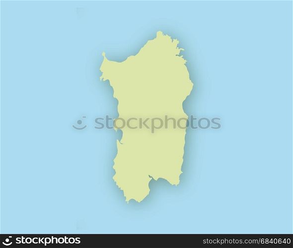 Map of Sardinia with shadow