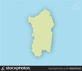 Map of Sardinia with shadow