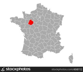 Map of Sarthe in France