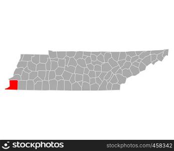 Map of Shelby in Tennessee