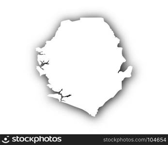 Map of Sierra Leone with shadow