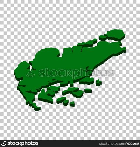 Map of Singapore isometric icon 3d on a transparent background vector illustration. Map of Singapore isometric icon