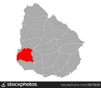 Map of Soriano in Uruguay