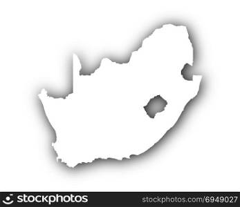 Map of South Africa with shadow