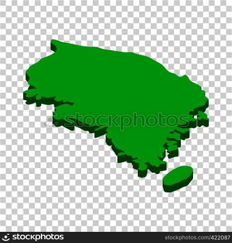 Map of South Korea isometric icon 3d on a transparent background vector illustration. Map of South Korea isometric icon