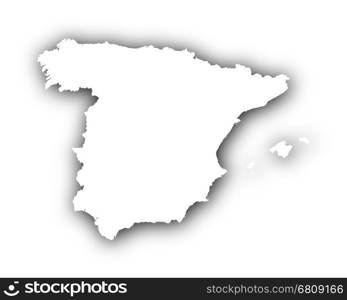 Map of Spain with shadow