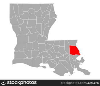 Map of St Tammany in Louisiana