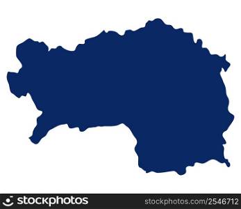 Map of Styria in blue colour