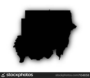 Map of Sudan with shadow