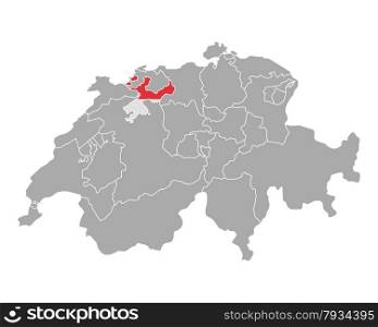 Map of Switzerland with flag of Solothurn