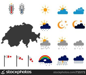 Map of Switzerland with weather symbols