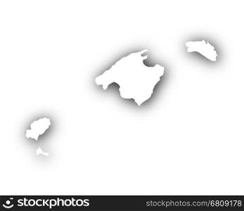 Map of the Balearic Islands with shadow