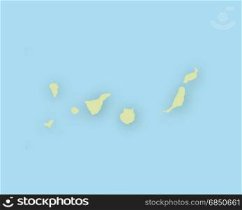 Map of the Canary Islands with shadow