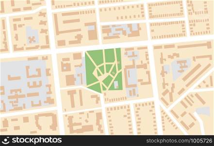 Map of The City Central Park. Geographical Location and Navigation tourist urban chart.