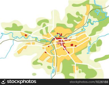 Map of The City. Geographical Location, Navigation Tourist Guide, Route Urban Chart.