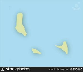 Map of the Comoros with shadow