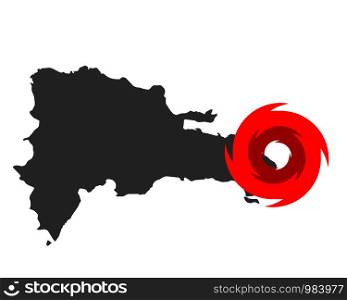 Map of the Dominican Republic and hurricane symbol