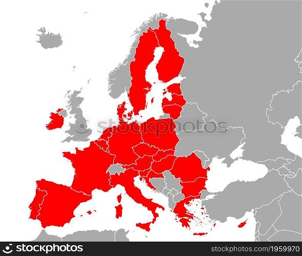 Map of the European Union in Europe