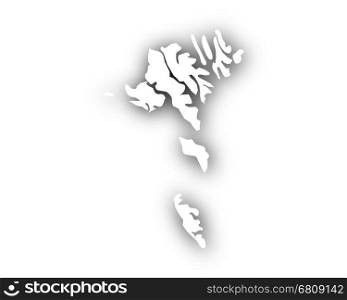 Map of the Faroe Islands with shadow