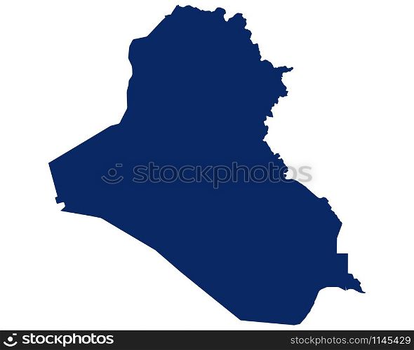 Map of the Iraq in blue colour