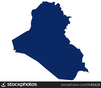 Map of the Iraq in blue colour
