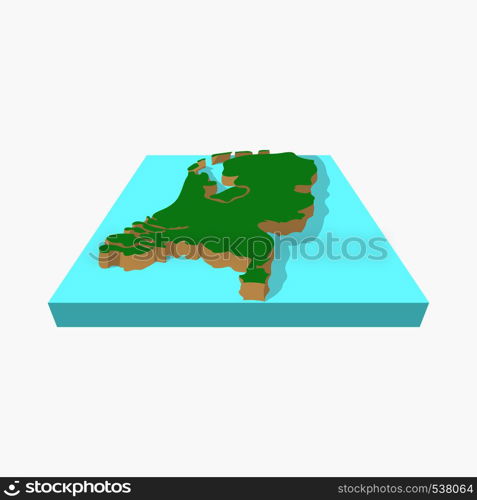 Map of the Netherlands icon in cartoon style on a white background. Map of the Netherlands icon, cartoon style