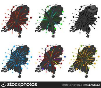 Map of the Netherlands with fireworks