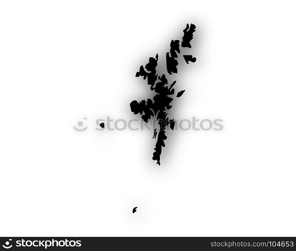 Map of the Shetland Islands with shadow