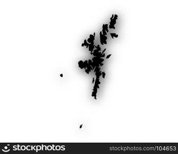 Map of the Shetland Islands with shadow