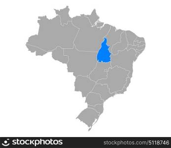 Map of Tocantins in Brazil
