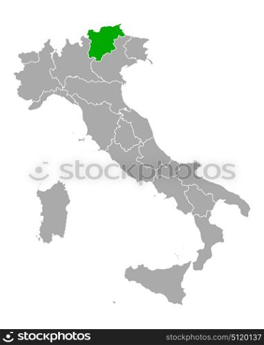 Map of Trentino-South Tyrol in Italy