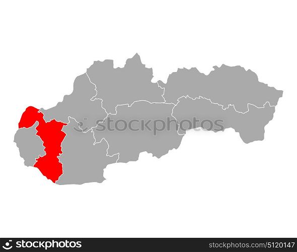 Map of Trnavsky kraj in Slovakia