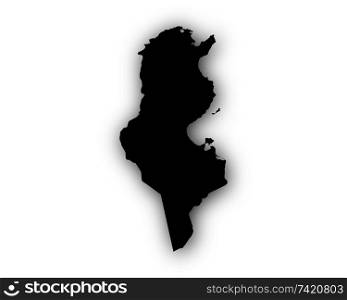Map of Tunisia with shadow