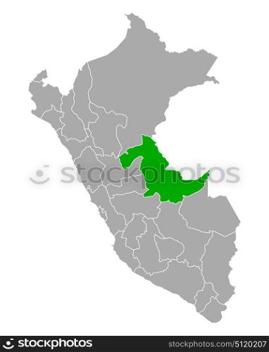 Map of Ucayali in Peru