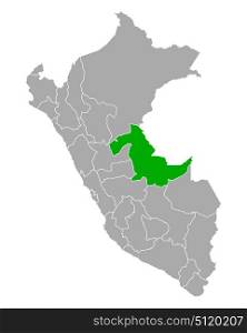 Map of Ucayali in Peru