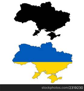 Map of Ukraine on white background. black map of Ukraine in Europe. flat style.