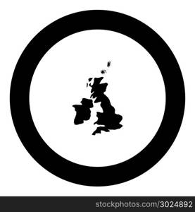 Map of United Kingdom icon black color in circle vector illustration isolated